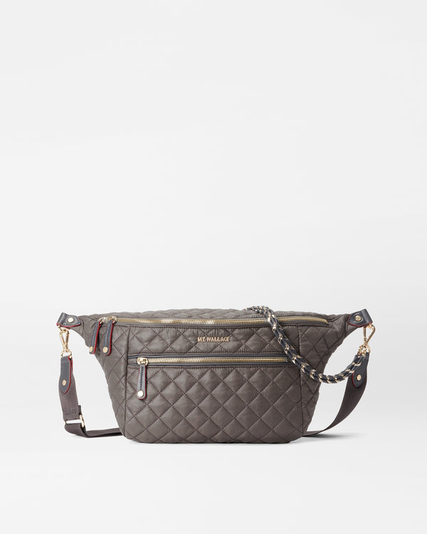 MZ Wallace Large Gray Nylon Sling Bag