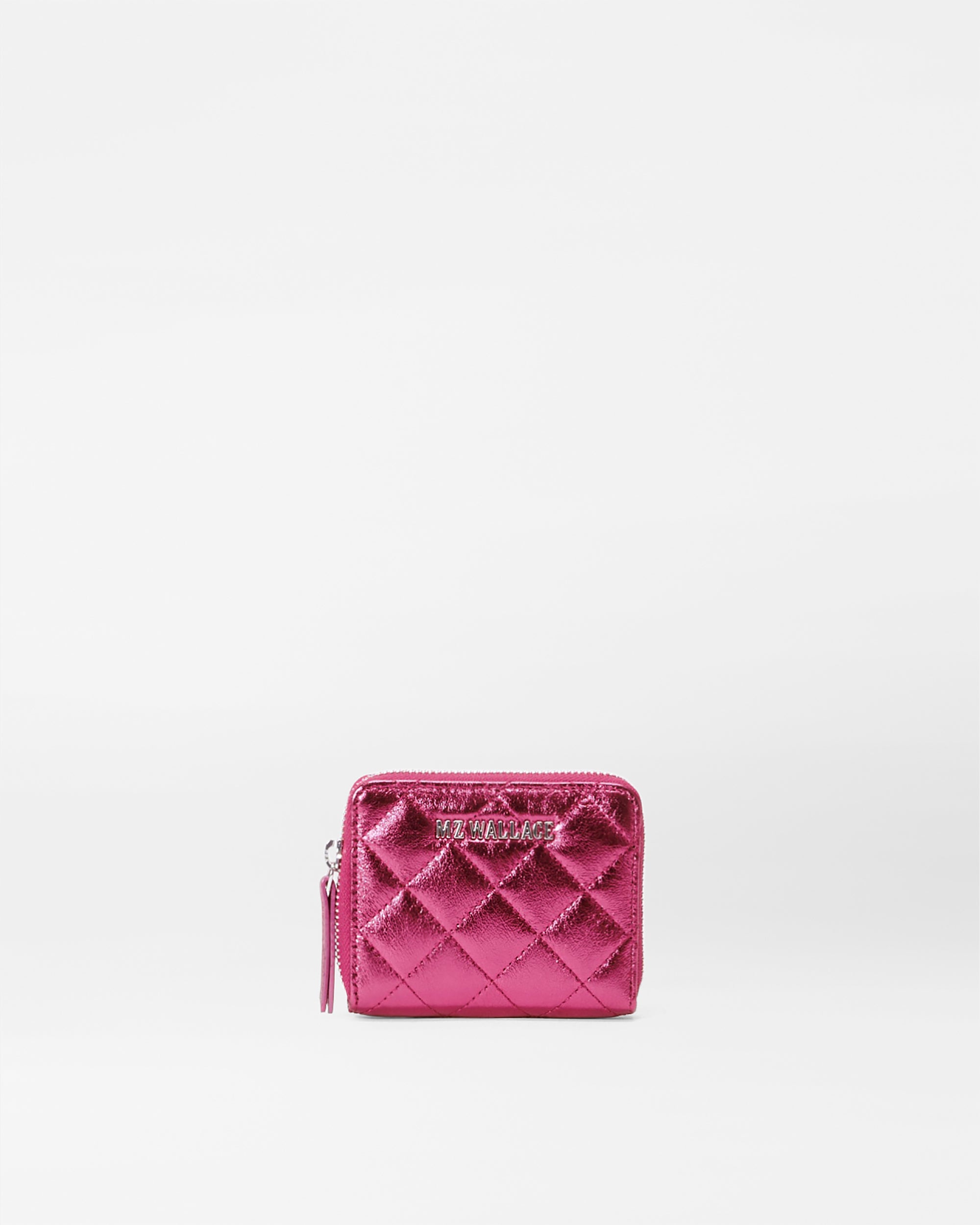 Small Zip Round Leather Wallet in Pink Candy