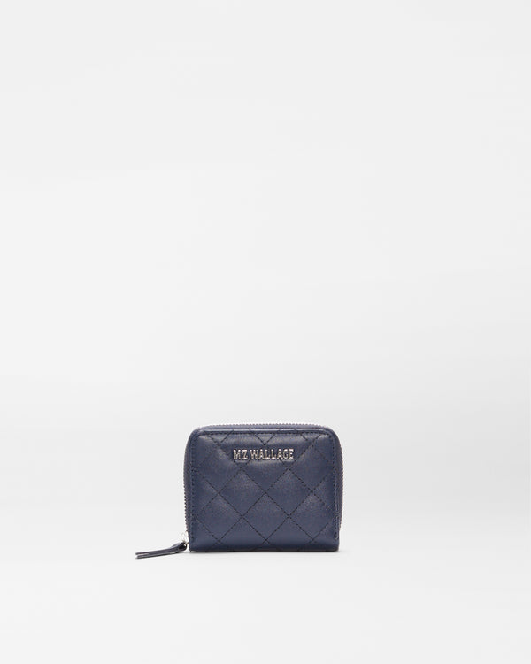 MZ Wallace | Dark Navy Leather Small Zip Round Wallet