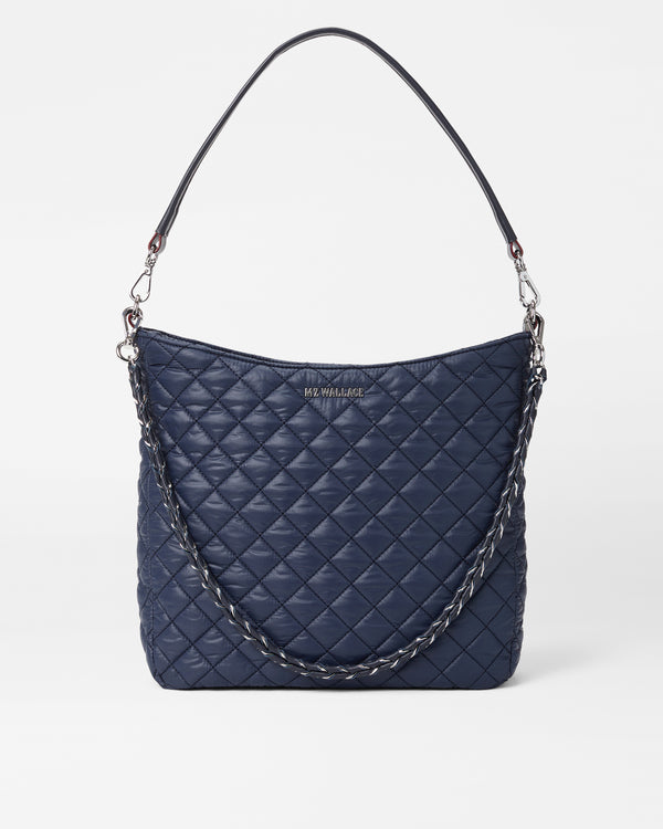 MZ Wallace Navy Quilted Handbag front view