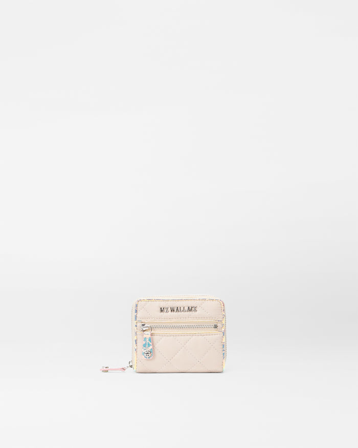Mushroom/Pink Opal Leather Small Crosby Wallet
