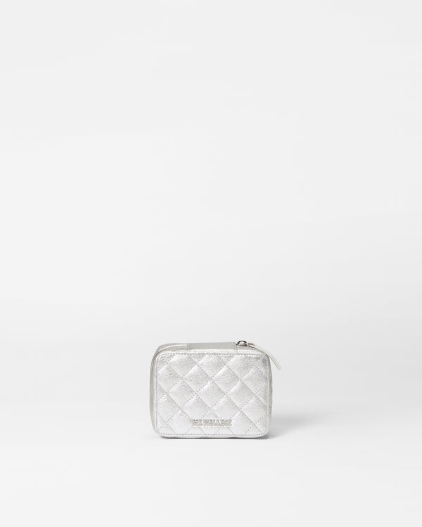 Silver Metallic Leather Jewelry Box