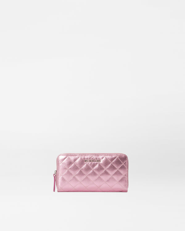 Rose Leather Long Zip Round Wallet
