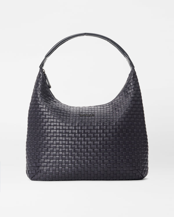Large Black Woven Shoulder Bag