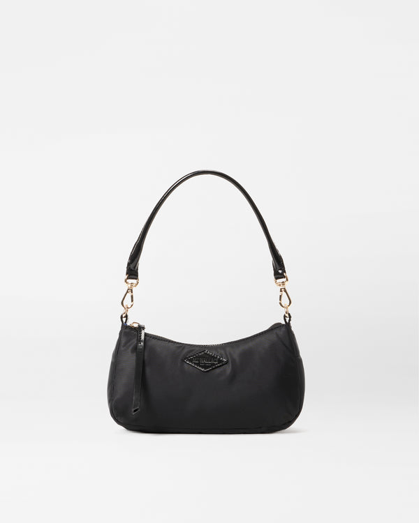 Front view of MZ Wallace Black Mini Shoulder Bag