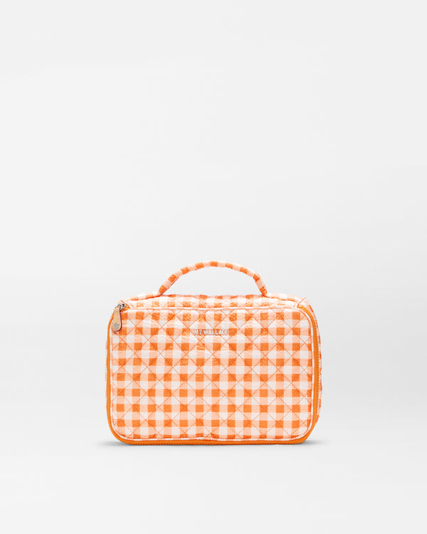 Sunset Orange Gingham Zip Round Organizer
