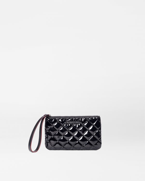 Black Lacquer Flat Metro Wristlet