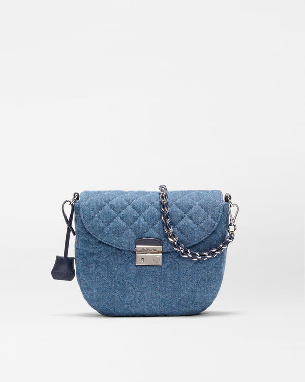 MZ Wallace | True Blue Denim Crosby Lock Saddle Handbag