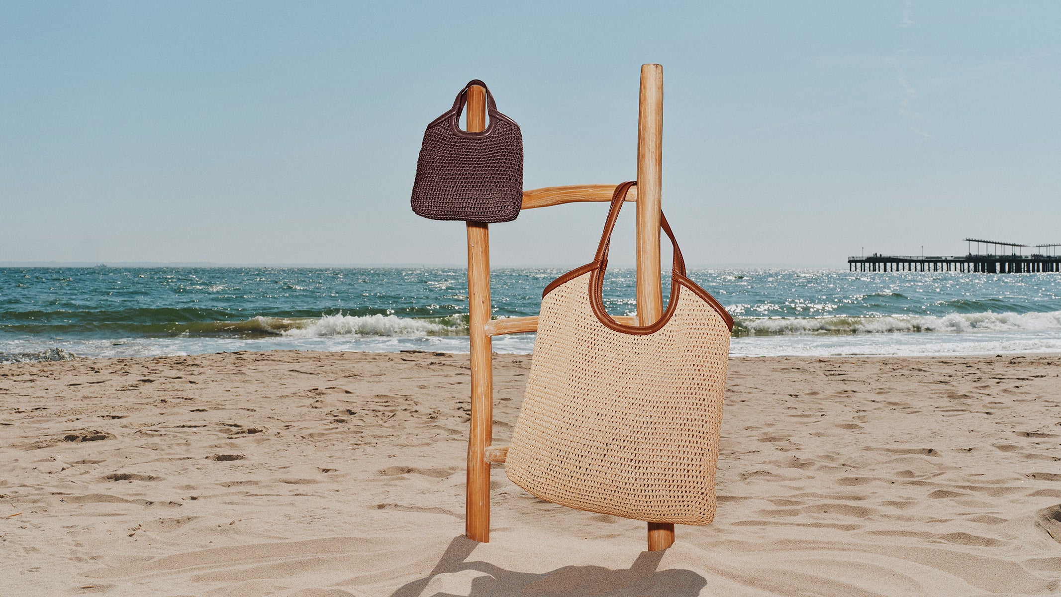 MZ Wallace | Camel Crochet Georgica Large and Brown Crochet Georgica Mini Tote