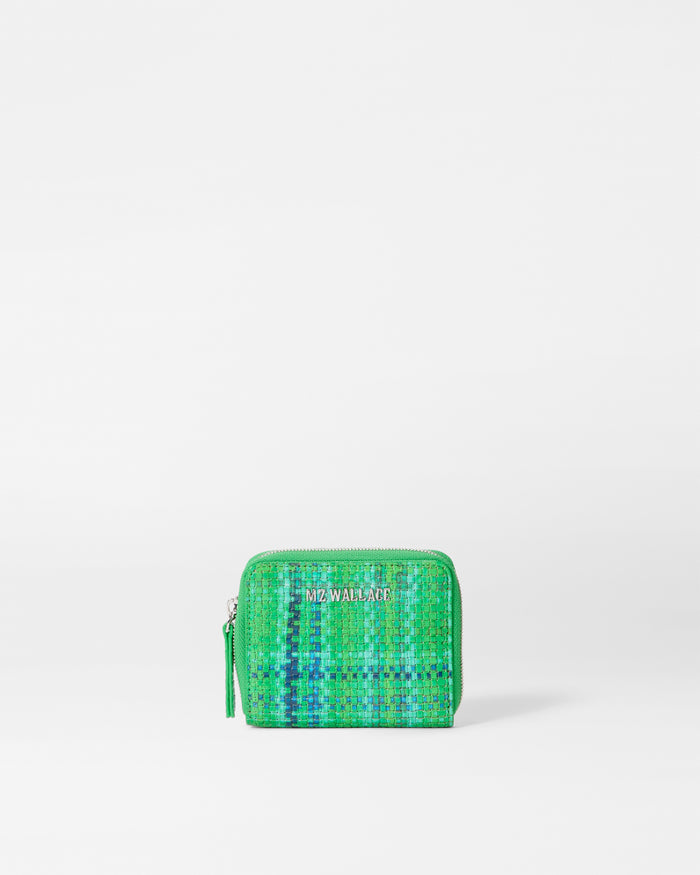 Green Spring Plaid Small Zip Round Wallet