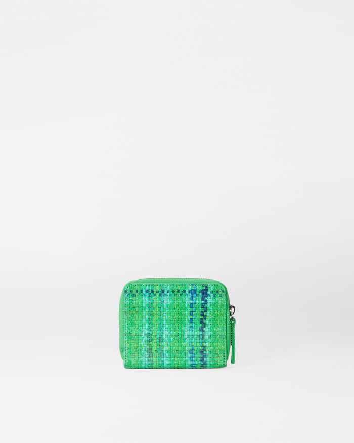 Green Spring Plaid Small Zip Round Wallet