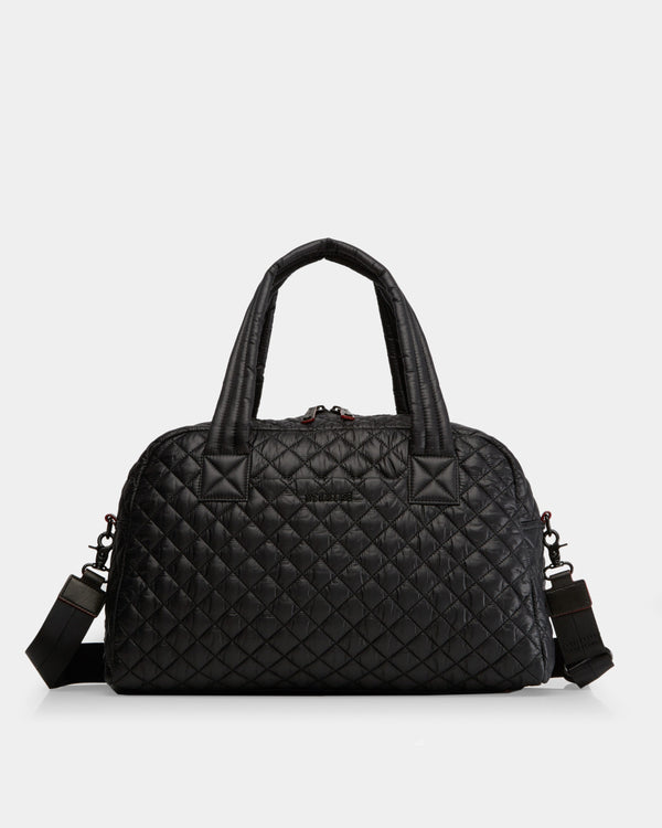 MZ Wallace Black Quilted Duffle Travel Bag