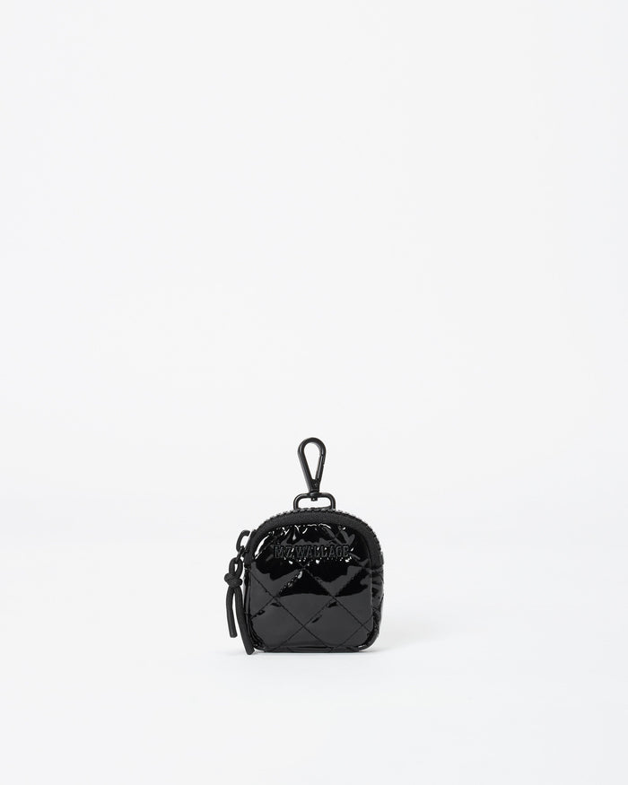 Black Lacquer Small Metro Link Pouch - MZ WALLACE