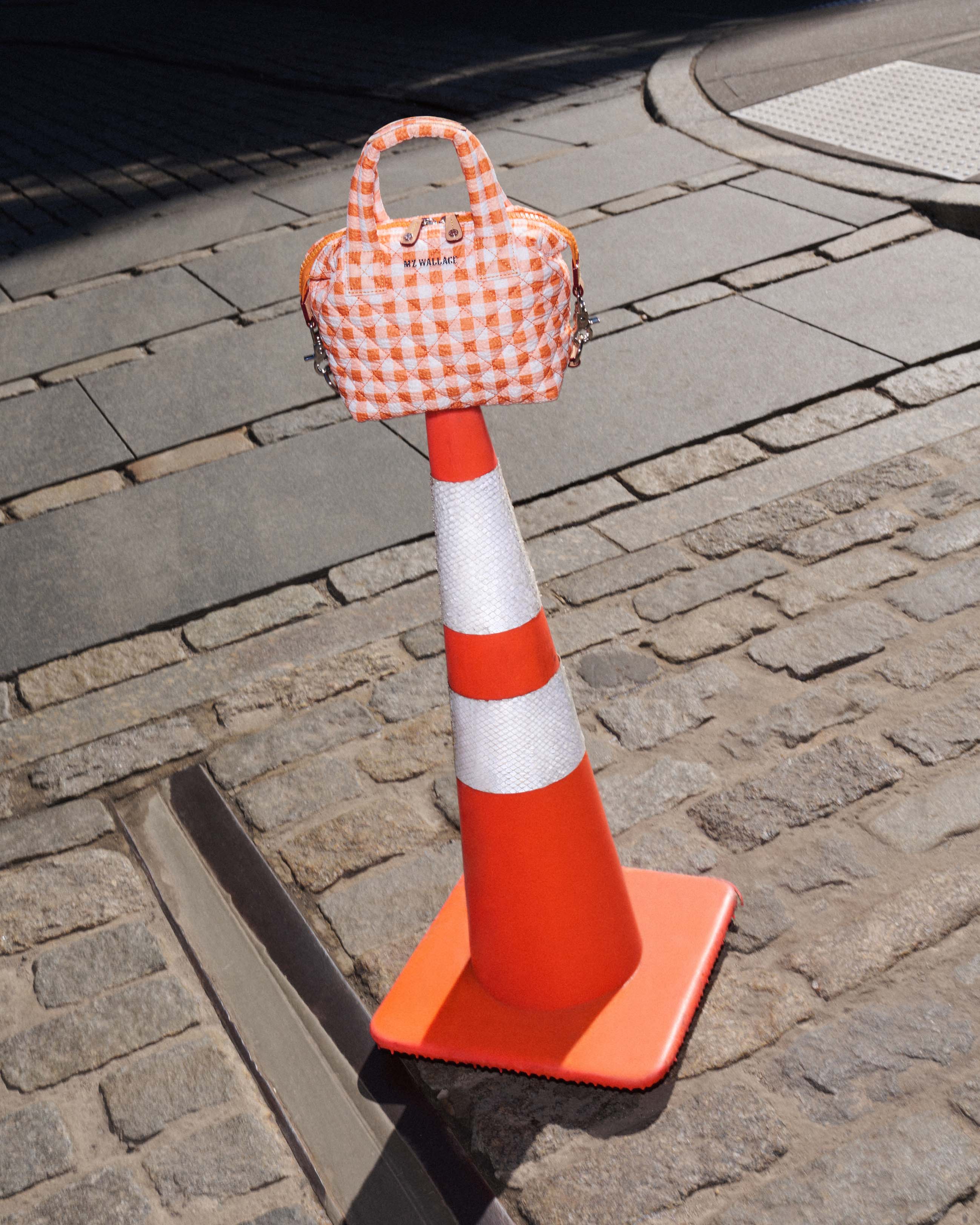 MZ Wallace | Sunset Orange Gingham Micro Sutton