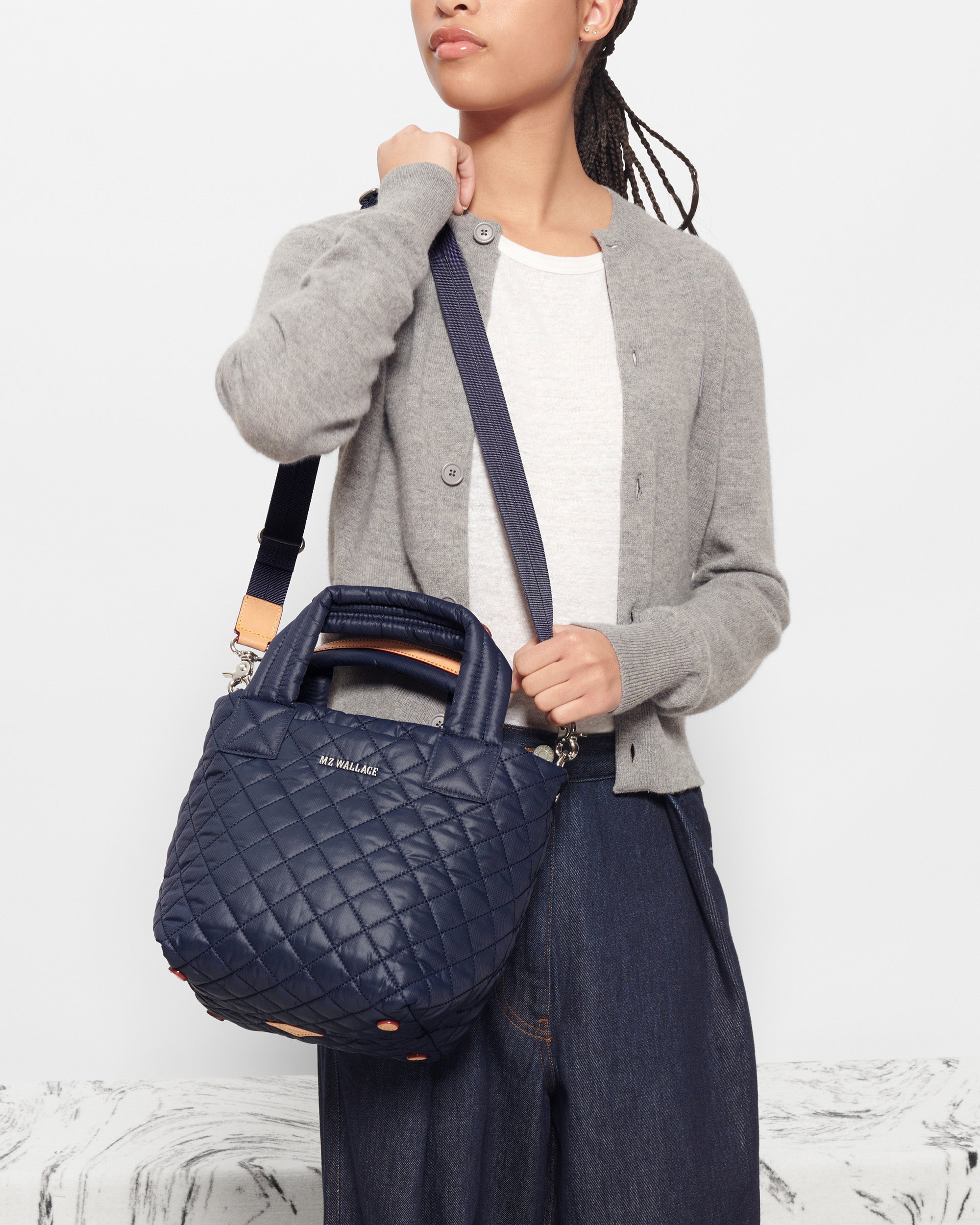 MZ Wallace Black Small Metro Tote Deluxe in Blue