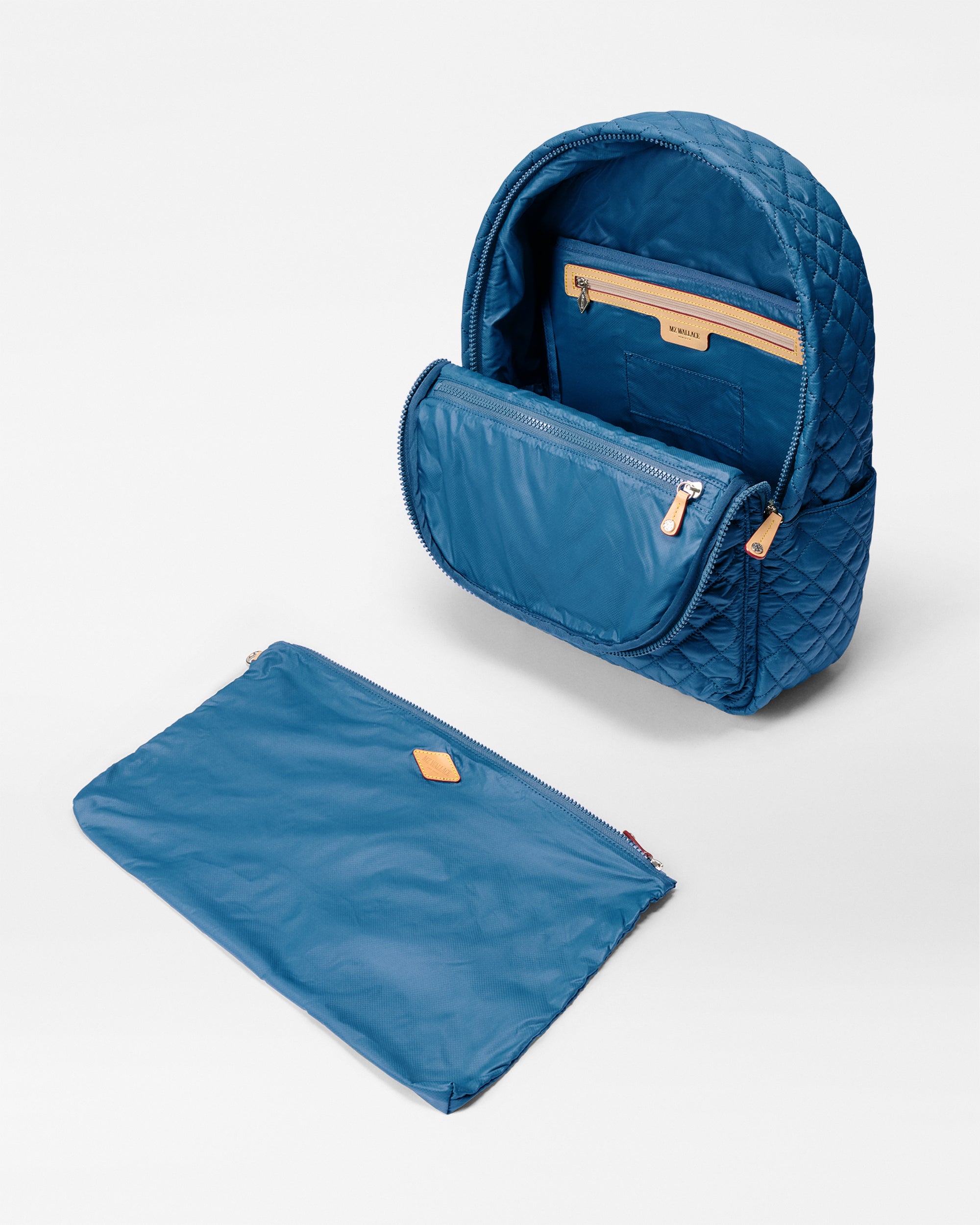 Inside of Blue Metro Backpack II with Matching Large Zip Pouch