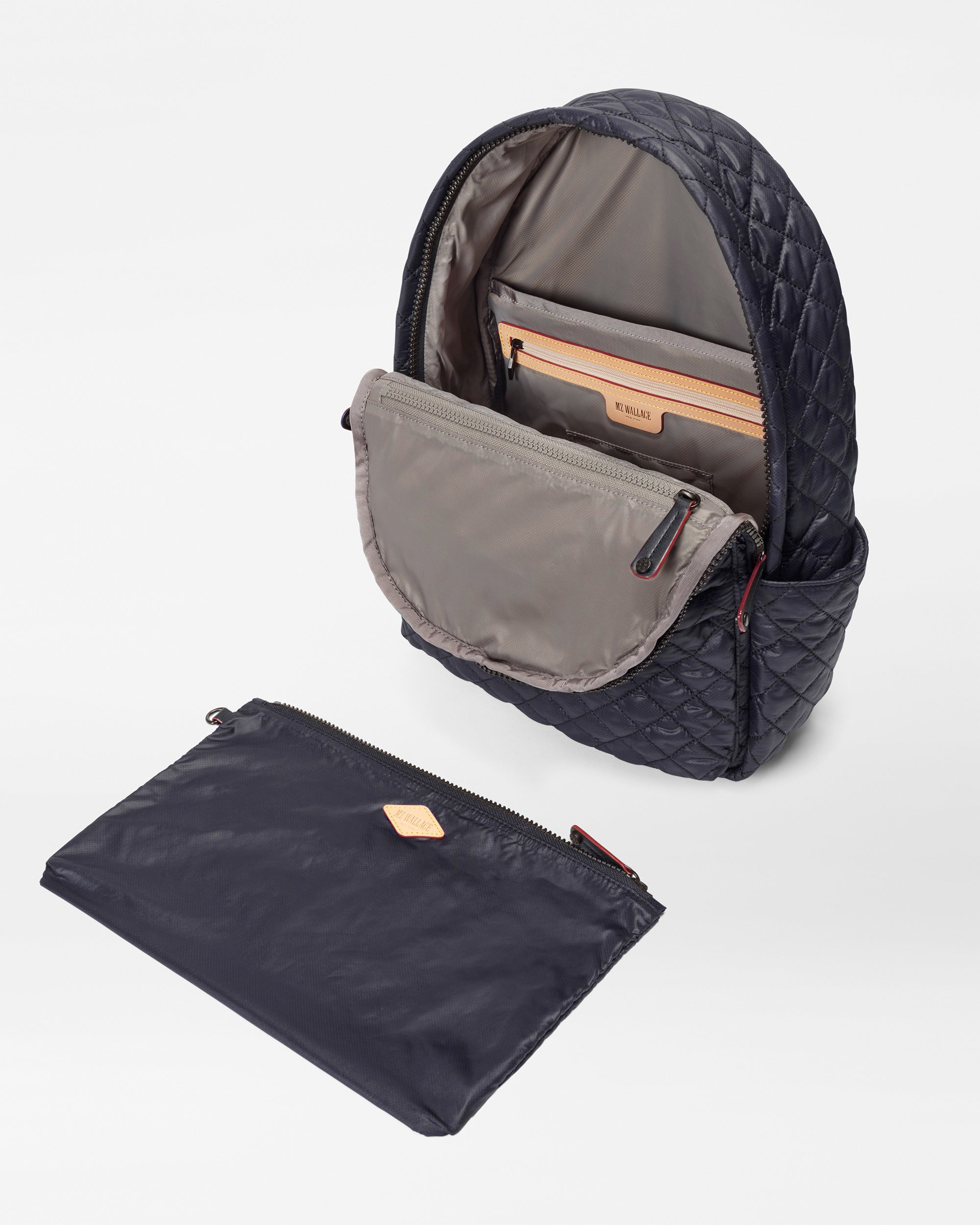 Open Metro Quilted Backpack Deluxe - Lightweight Black Quilted Backpack with accessories