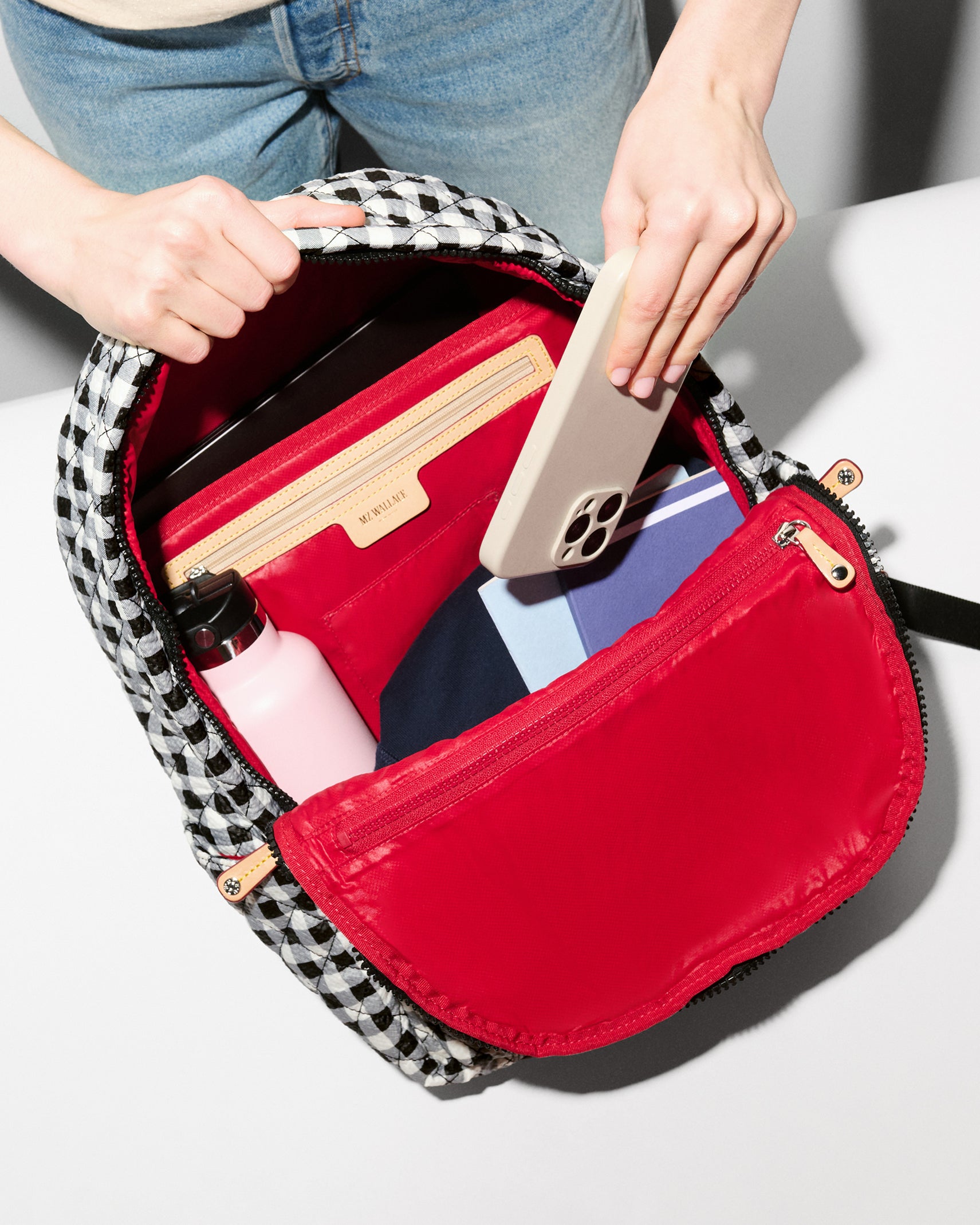 Black/White Gingham Metro Backpack