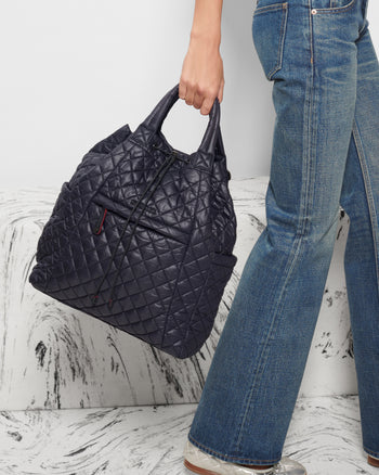Metro Convertible Quilted Backpack in Black | MZ Wallace