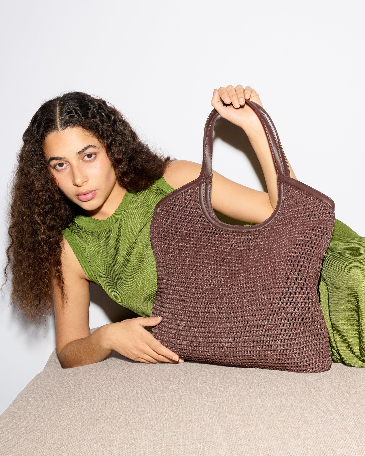 MZ Wallace | Brown Crochet Large Georgica Tote