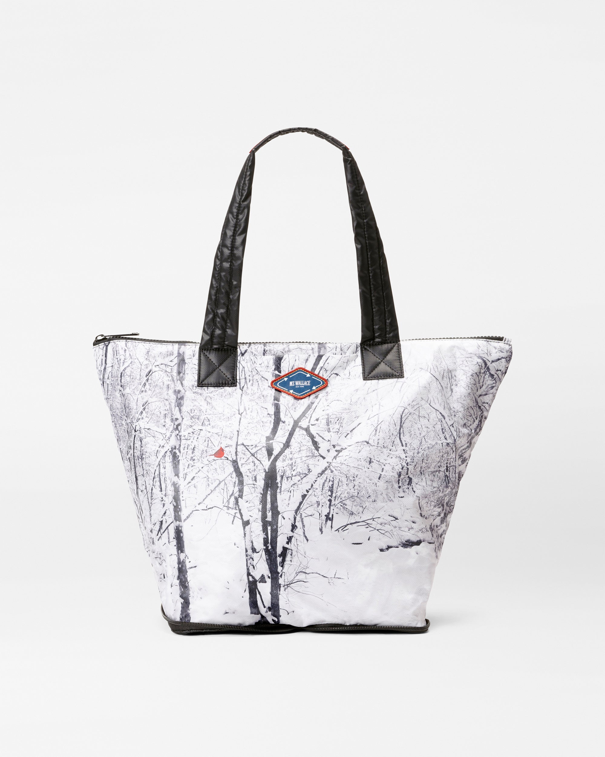 Packable Nylon Tote Bag in Winter Cardinal Print