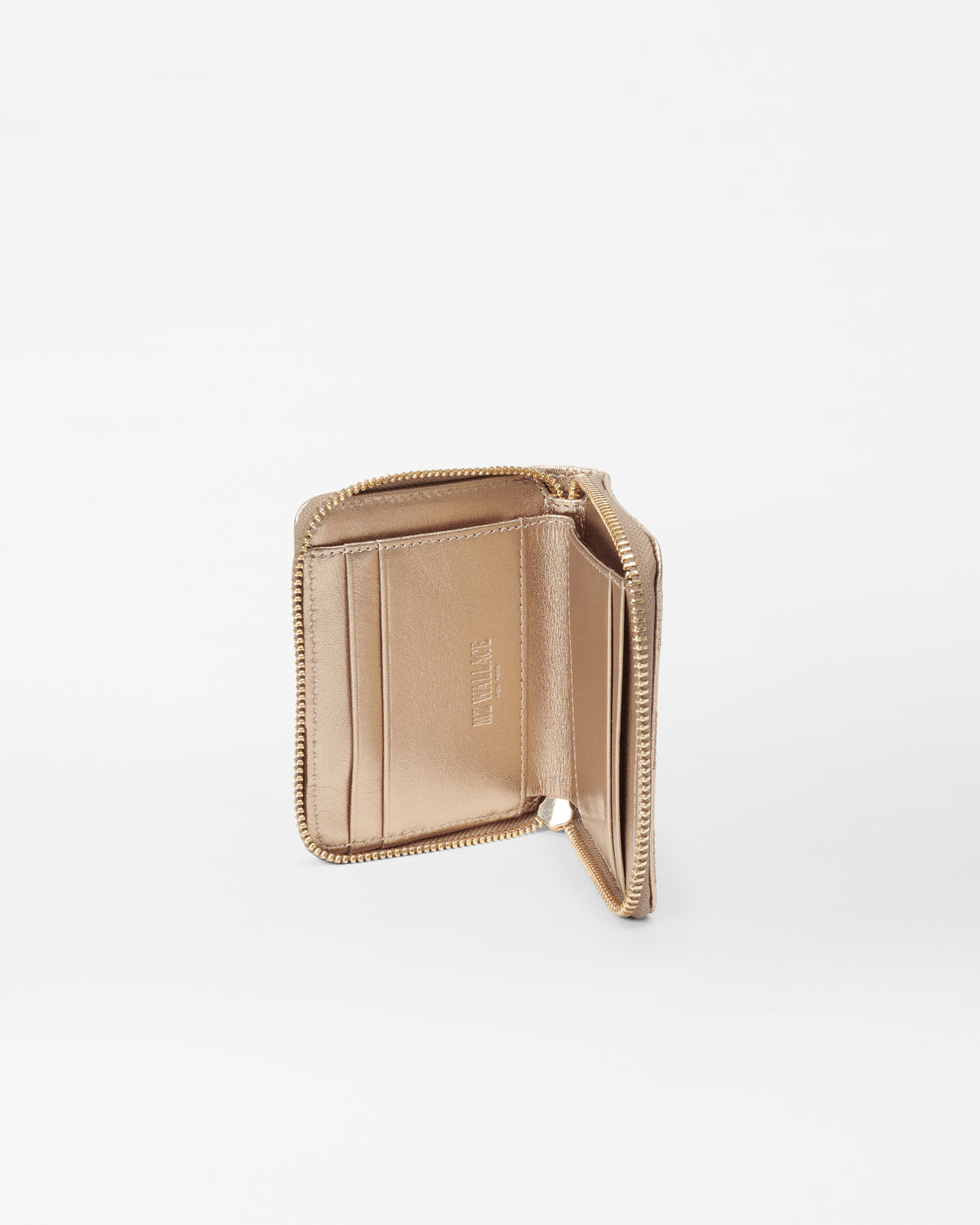 Honey Metallic Leather Small Zip Round Wallet