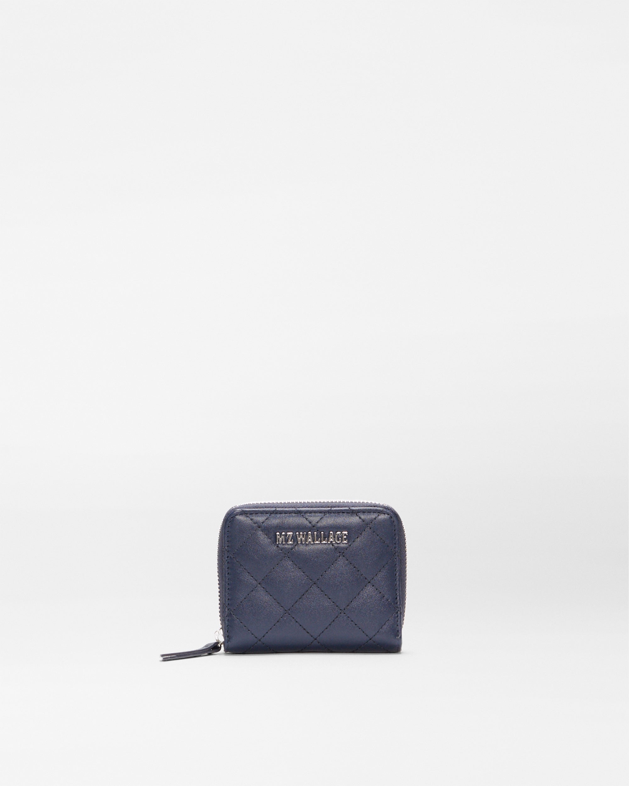 MZ Wallace | Dark Navy Leather  Small Zip Round Wallet
