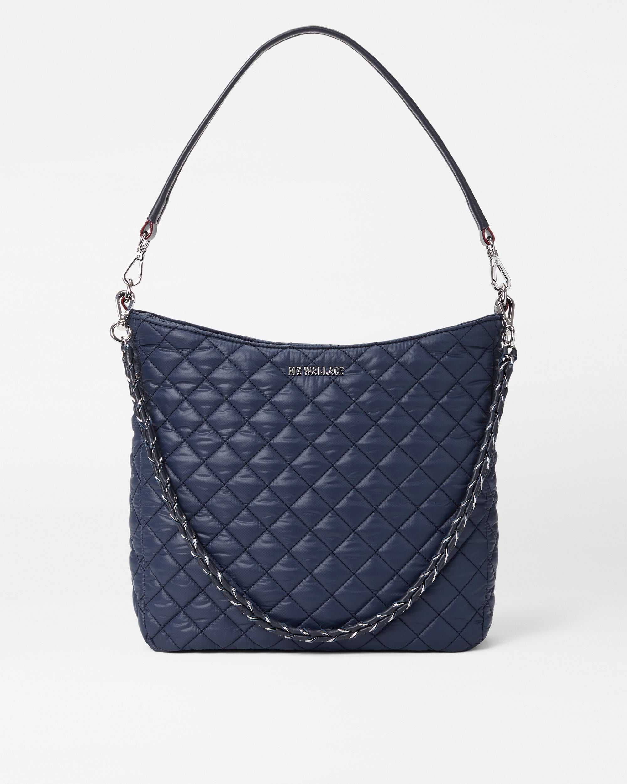 MZ Wallace Navy Quilted Handbag front view