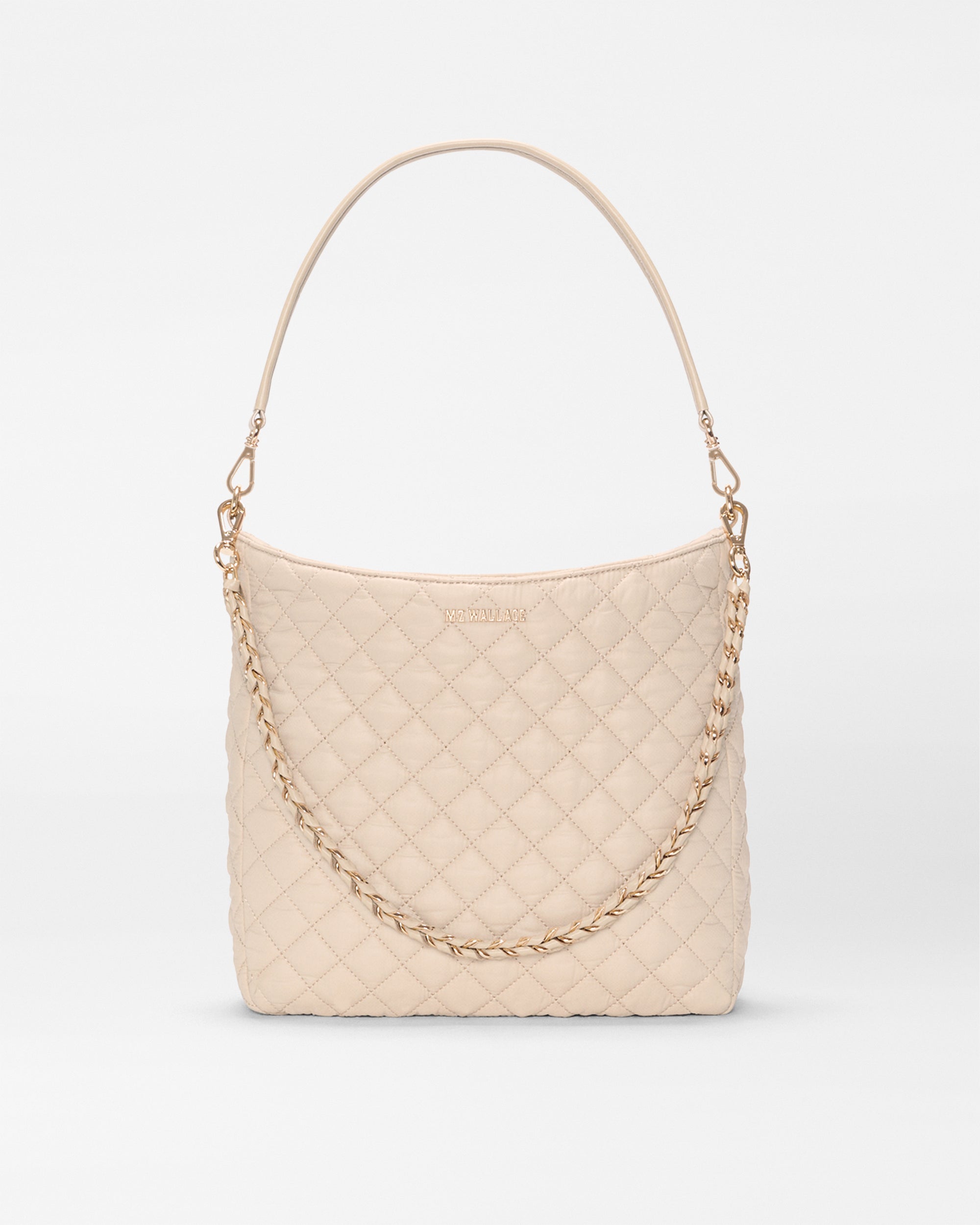 MZ Wallace Buff Ivory Crosby Hobo Handbag - Luxury Quilted Hobo Bag