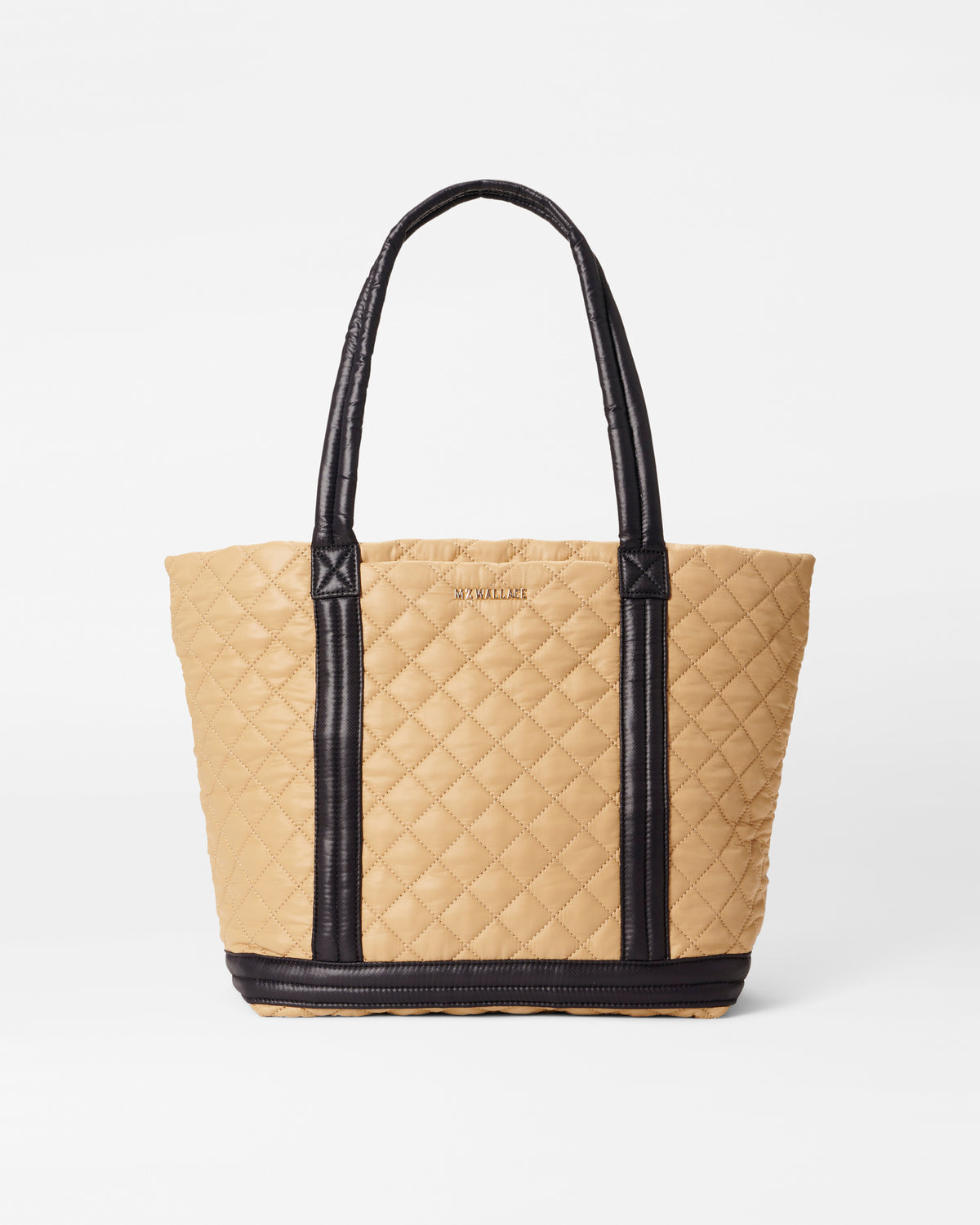 Medium Empire Quilted Tote Bag in Camel & Black | MZ Wallace 