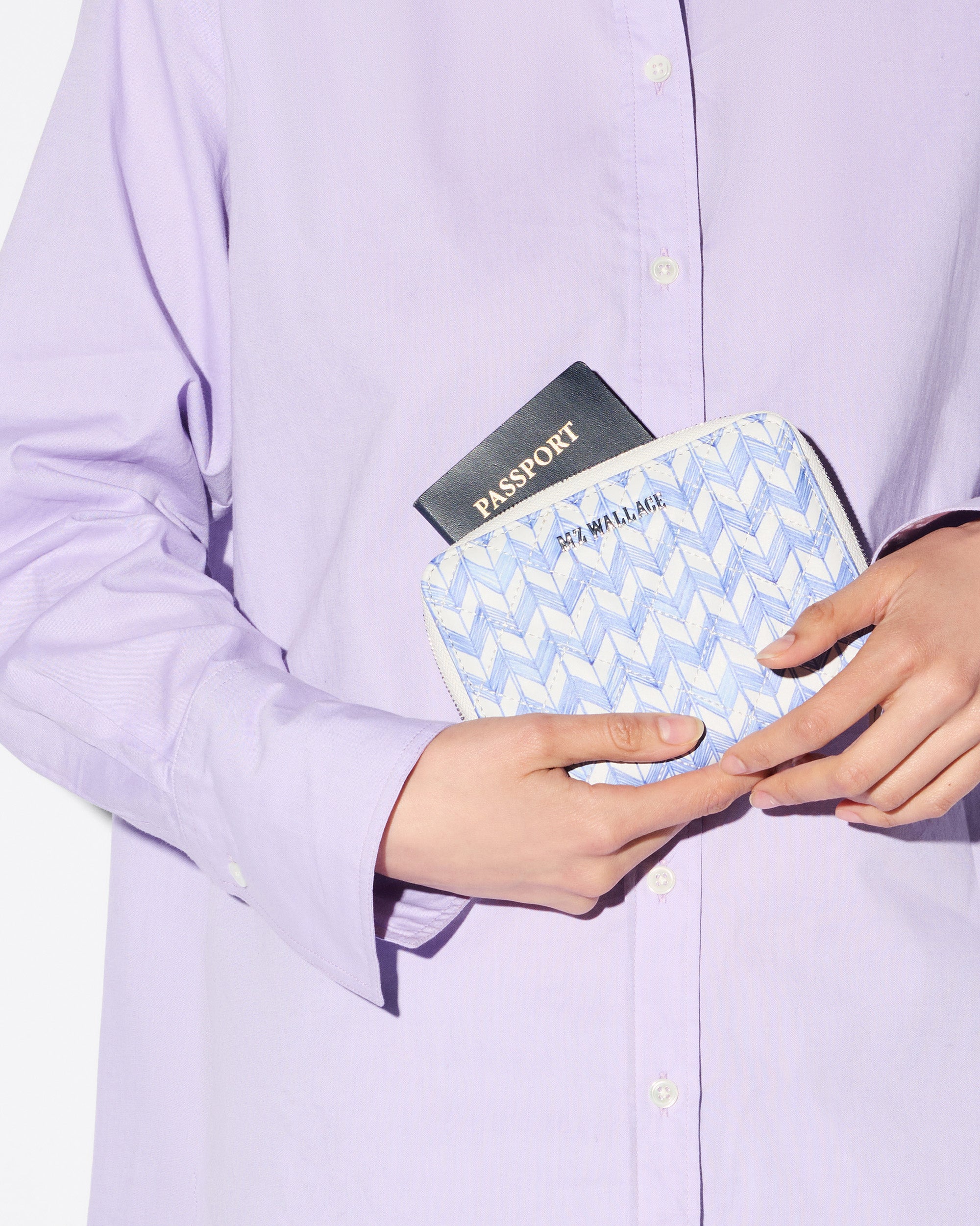 MZ Wallace | Porcelain Blue Komon Passport Organizer | Mothers Day Gift | Travel Accessories