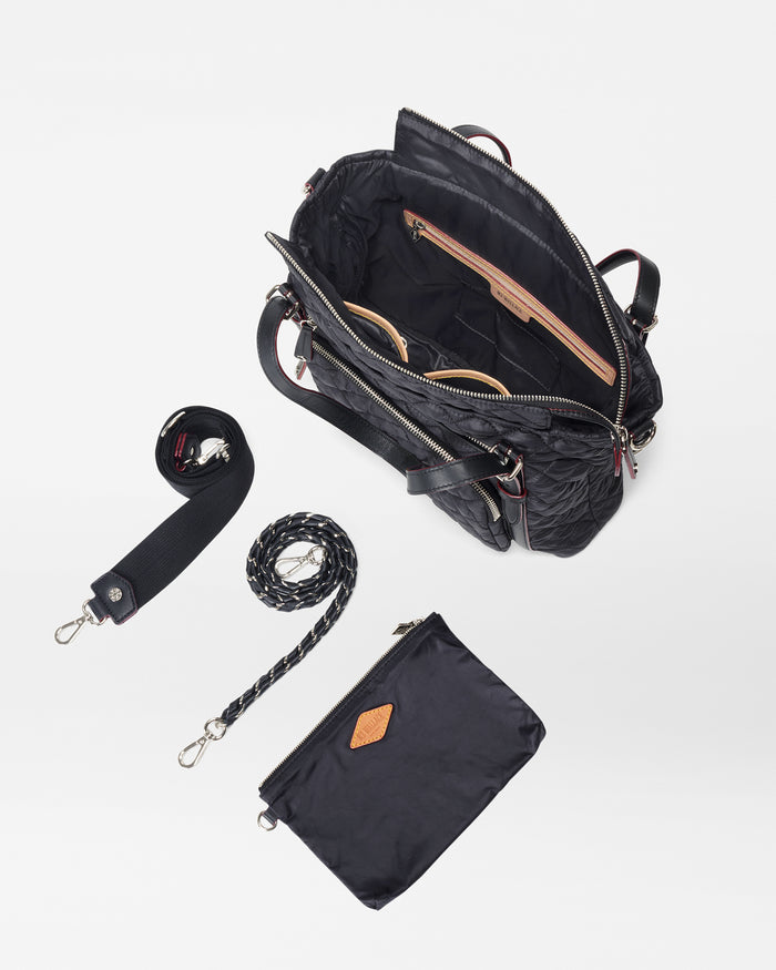 MZ Wallace Black Crosby Crossbody Bag 3 strap+ Zip Pouch” tiny holes back”