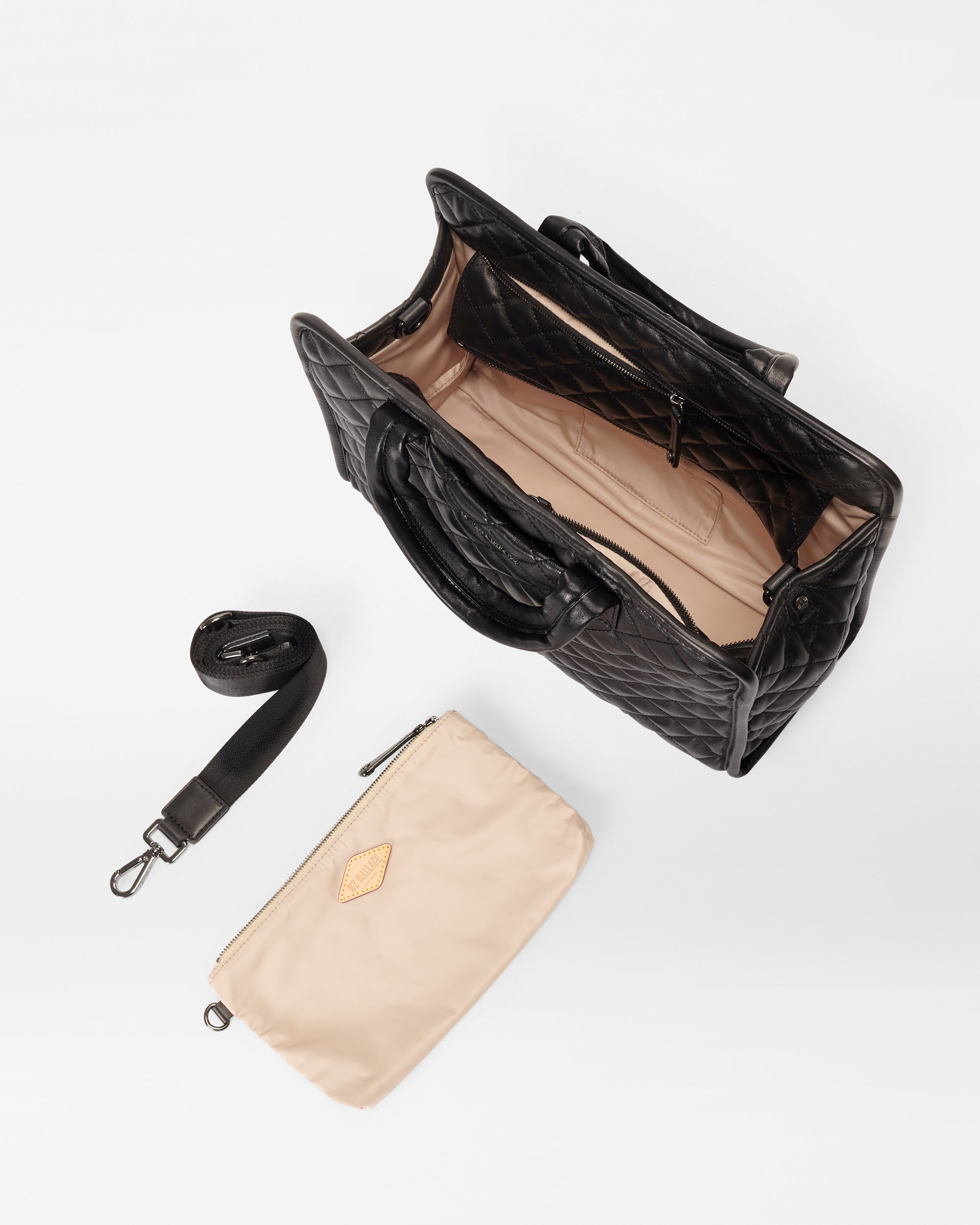Medium Metro Box Tote Bag in Black Leather | MZ Wallace