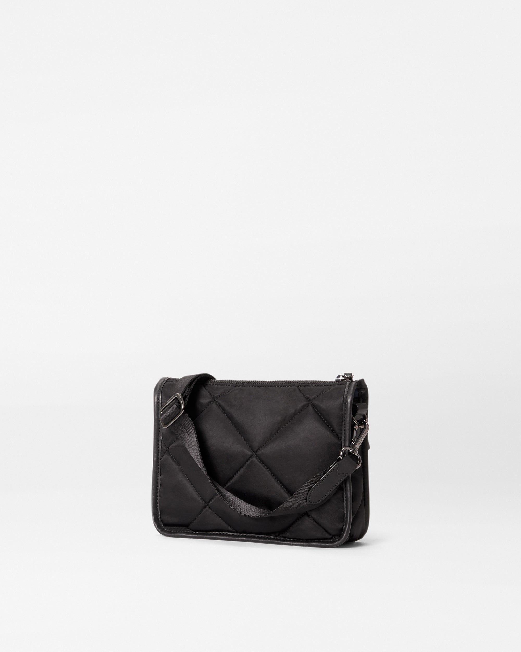 Quilted Madison Convertible Nylon Crossbody Bag in Black