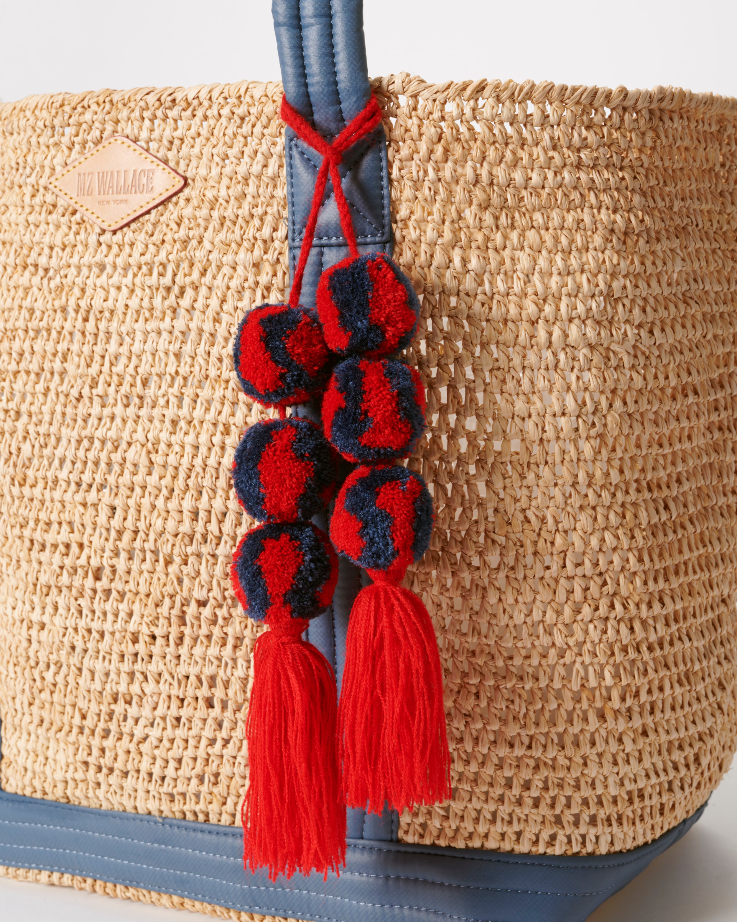 Cherry/Denim Bicolor Pom Pom Tassel