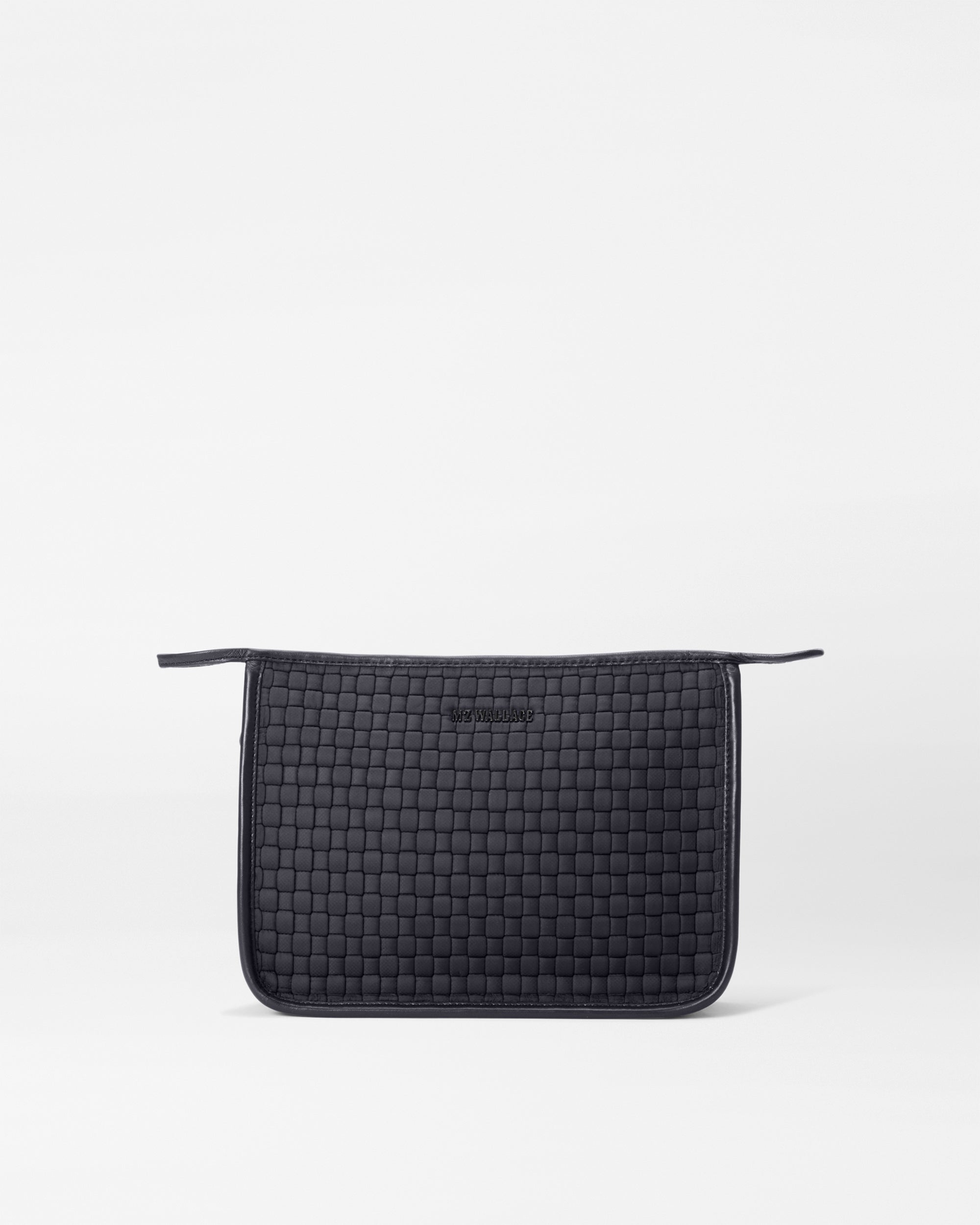 MZ Wallace Quilted Black Woven Clutch Bag