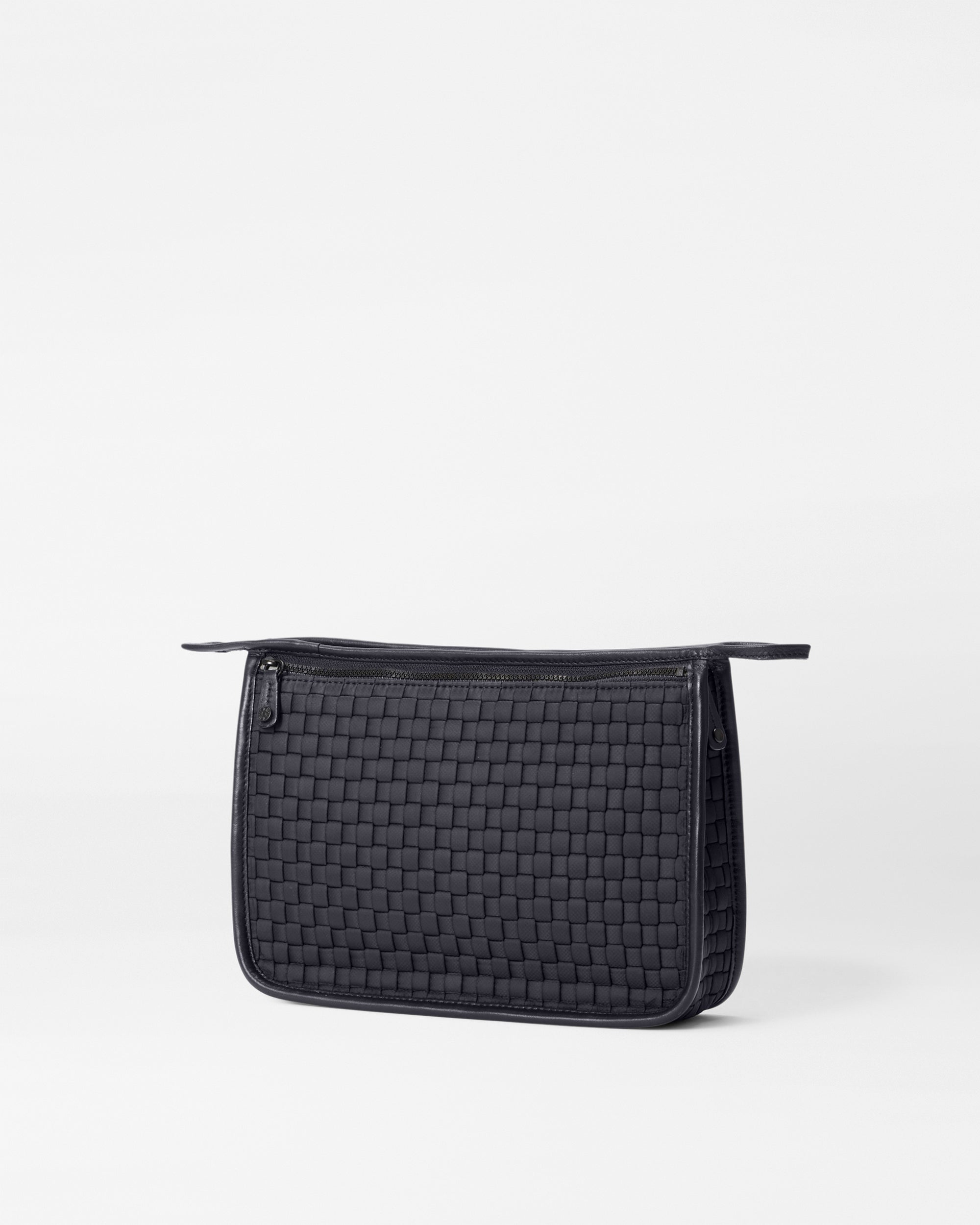 MZ Wallace Quilted Black Woven Clutch Bag back view
