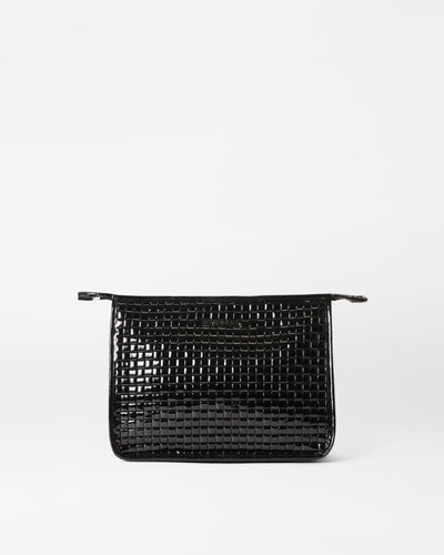 Woven Clutch Travel Bag in Black Lacquer | MZ Wallace