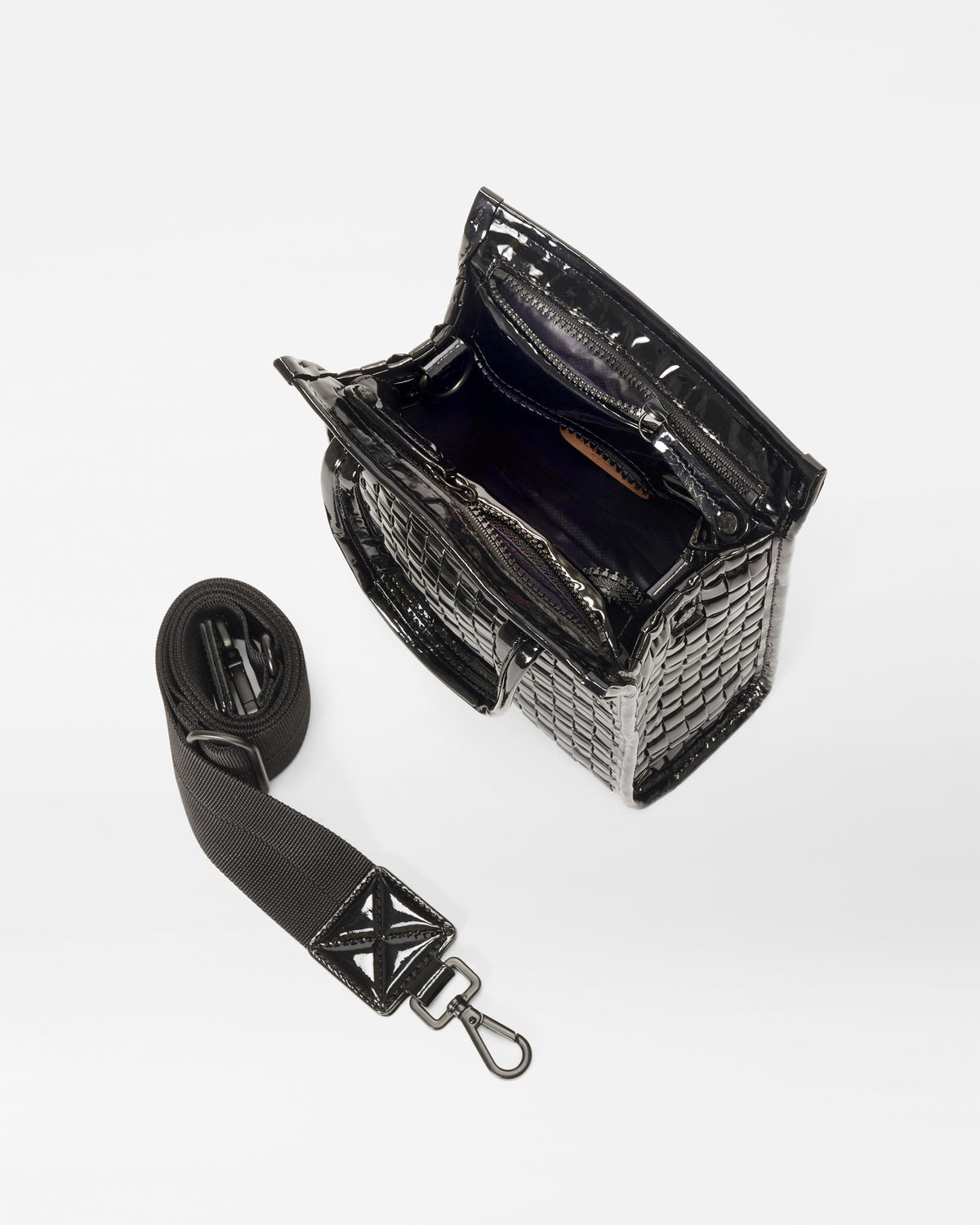 Black Lacquer Micro Woven Box Tote