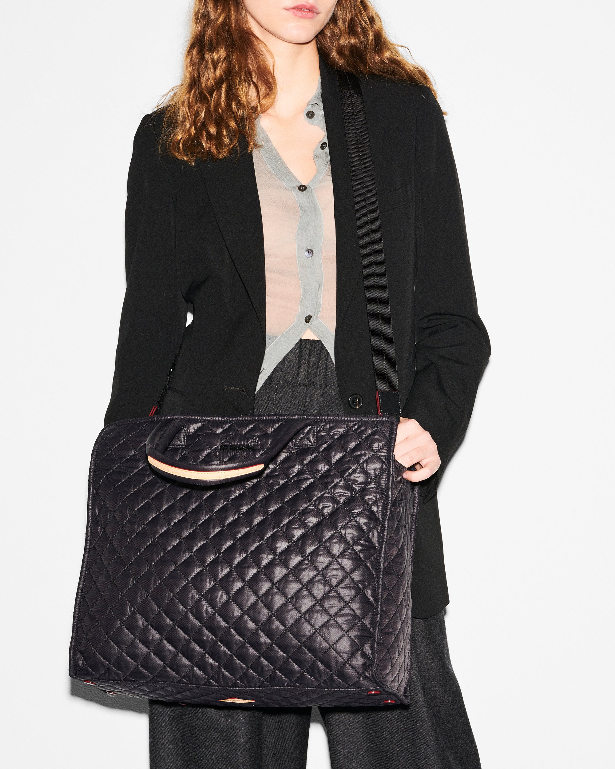 MZ Wallace Large Black Structured Tote Bag as crossbody