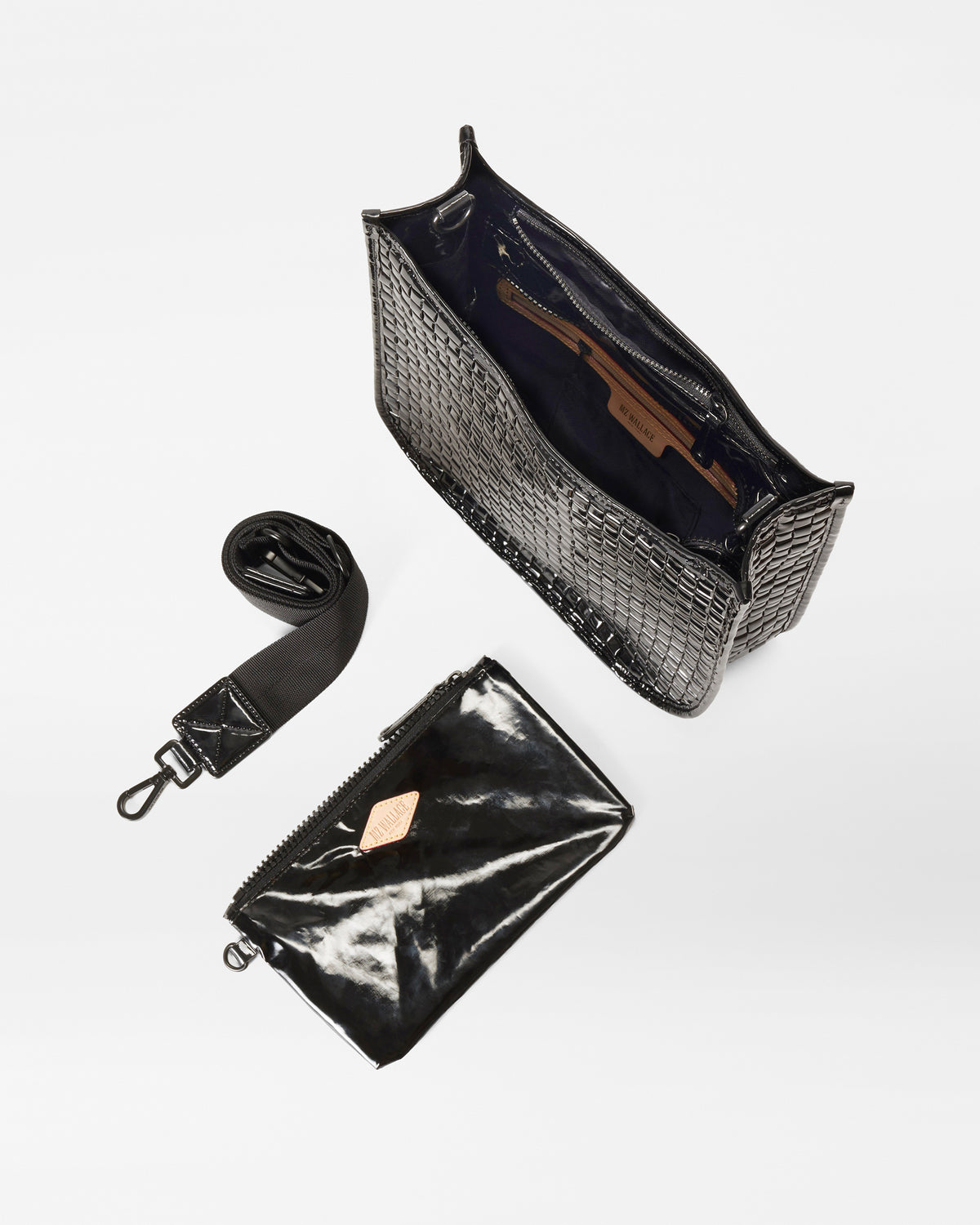 Mz wallace black lacquer crossbody Clearance