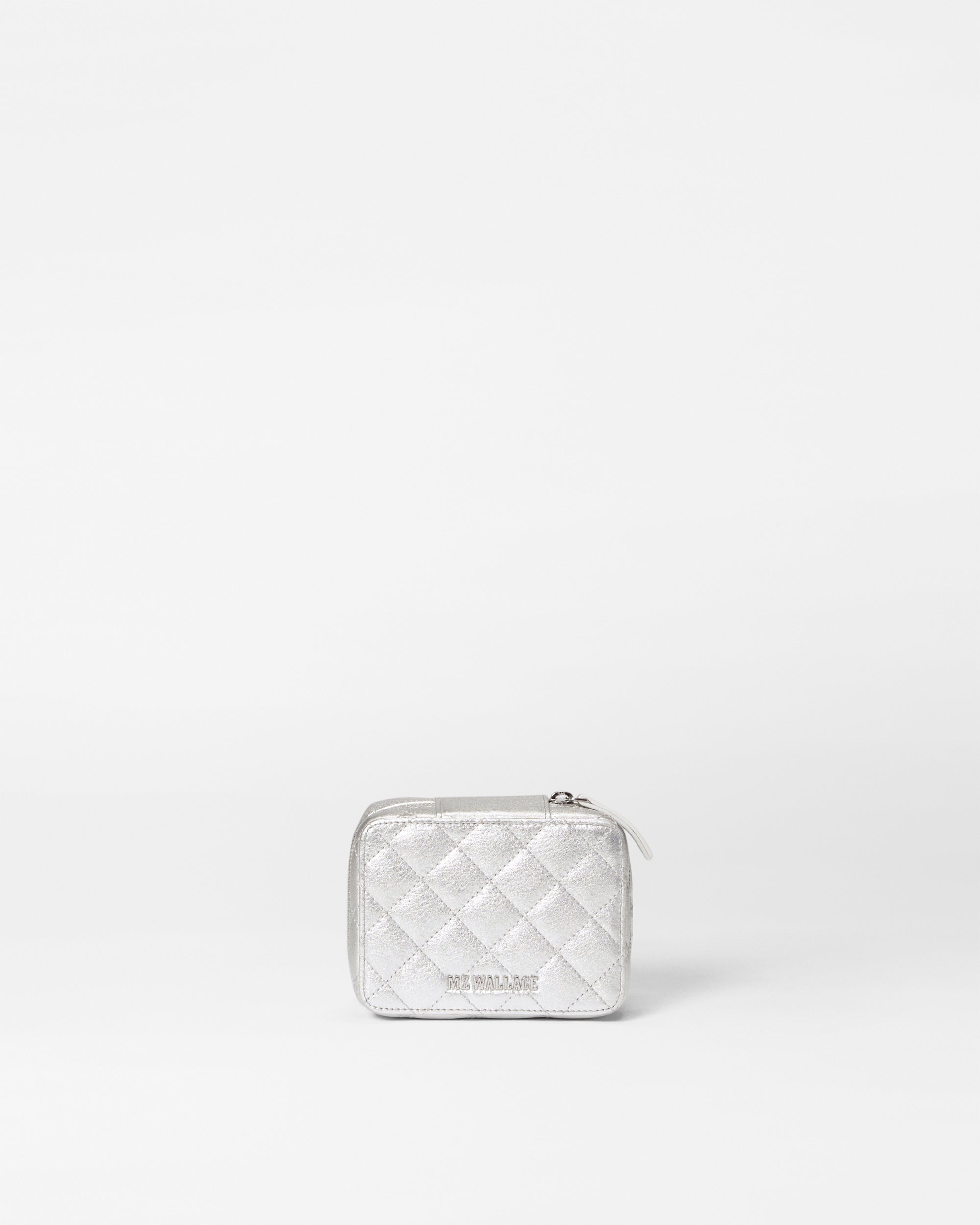 Silver Metallic Leather Jewelry Box