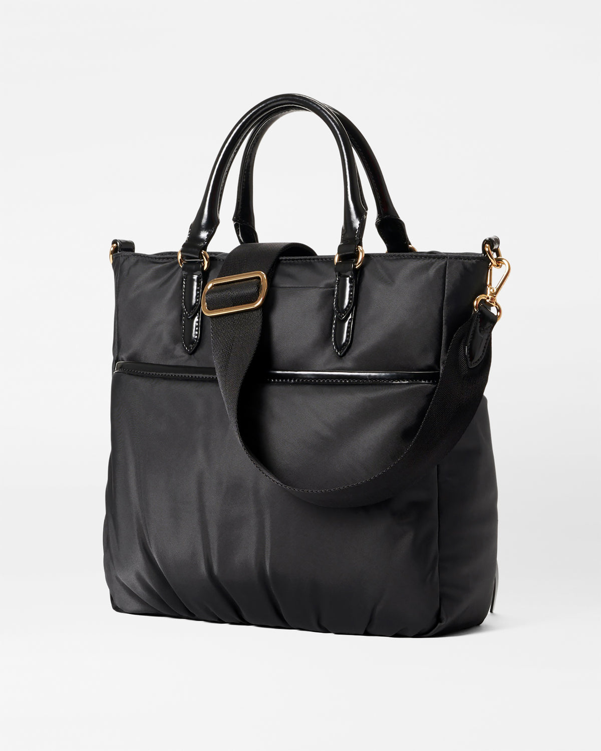 Chelsea Small Top Handle Nylon Shoulder Bag in Black | MZ Wallace 
