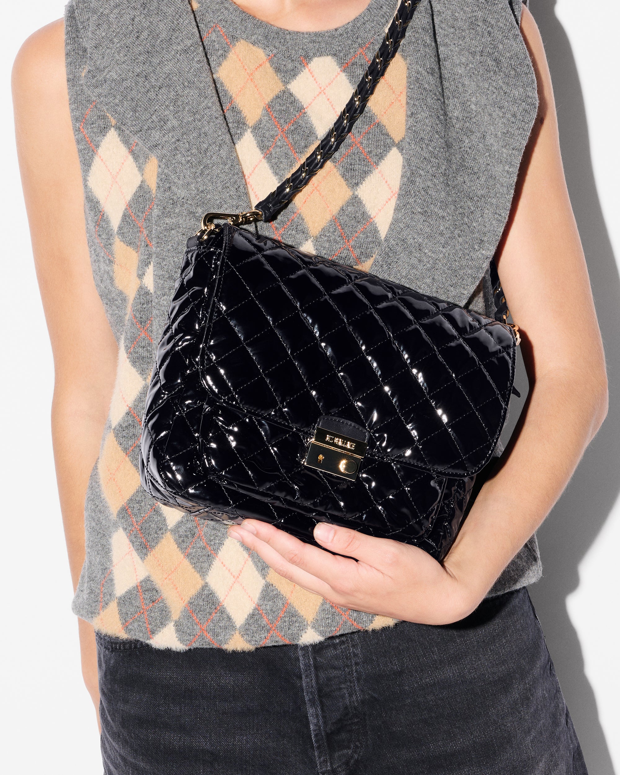Black Lacquer Medium Crosby Lock Crossbody