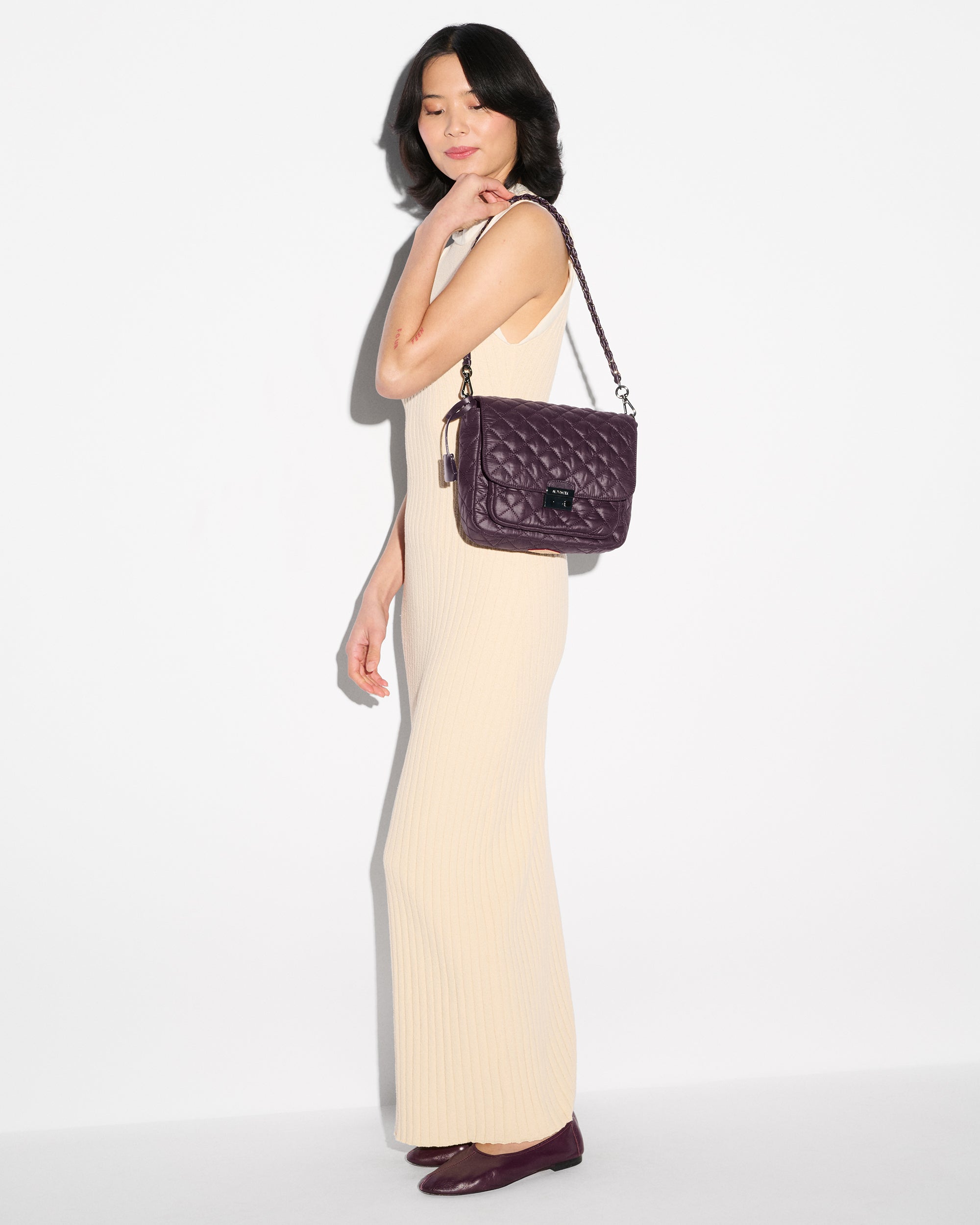 MZ Wallace Raisin Medium Crosby Lock Crossbody – Crossbody | MZ