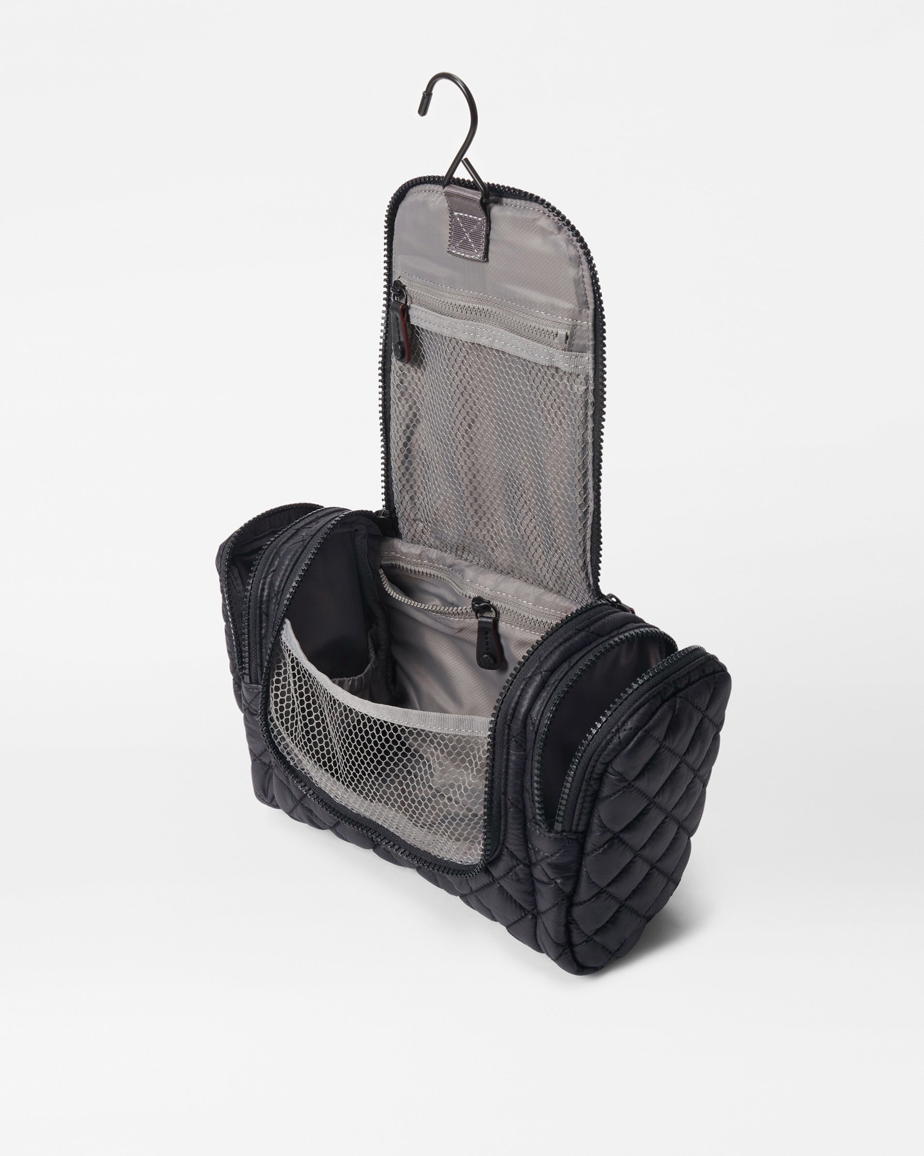 Open Hanging Cosmetic Travel Bag in Black