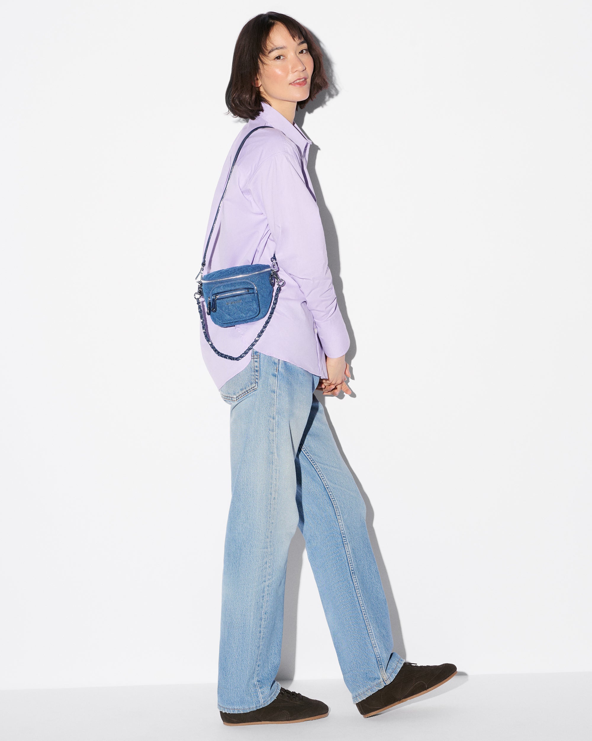 MZ Wallace True Blue Denim Micro Crosby Sling – Belt Bag | MZ Wallace