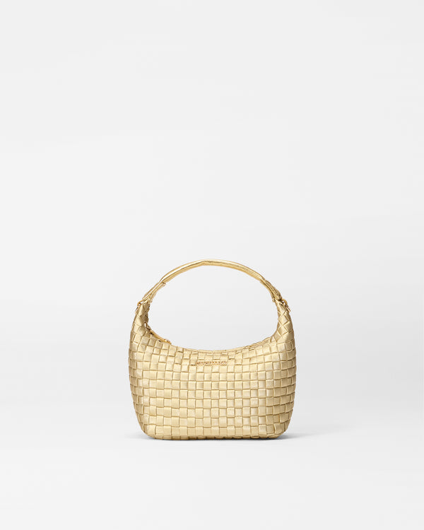 Light Gold Pearl Mini Woven Hobo