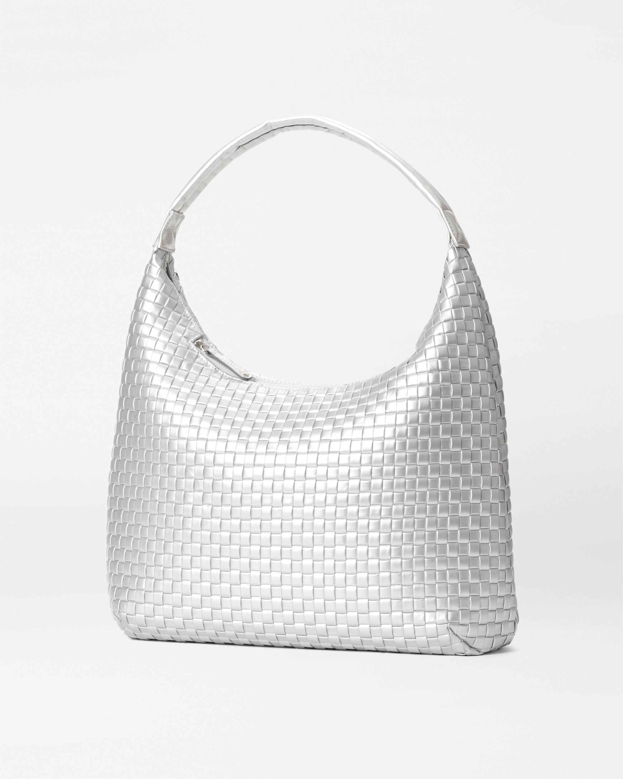 Back view of MZ Wallace Silver Woven Bag