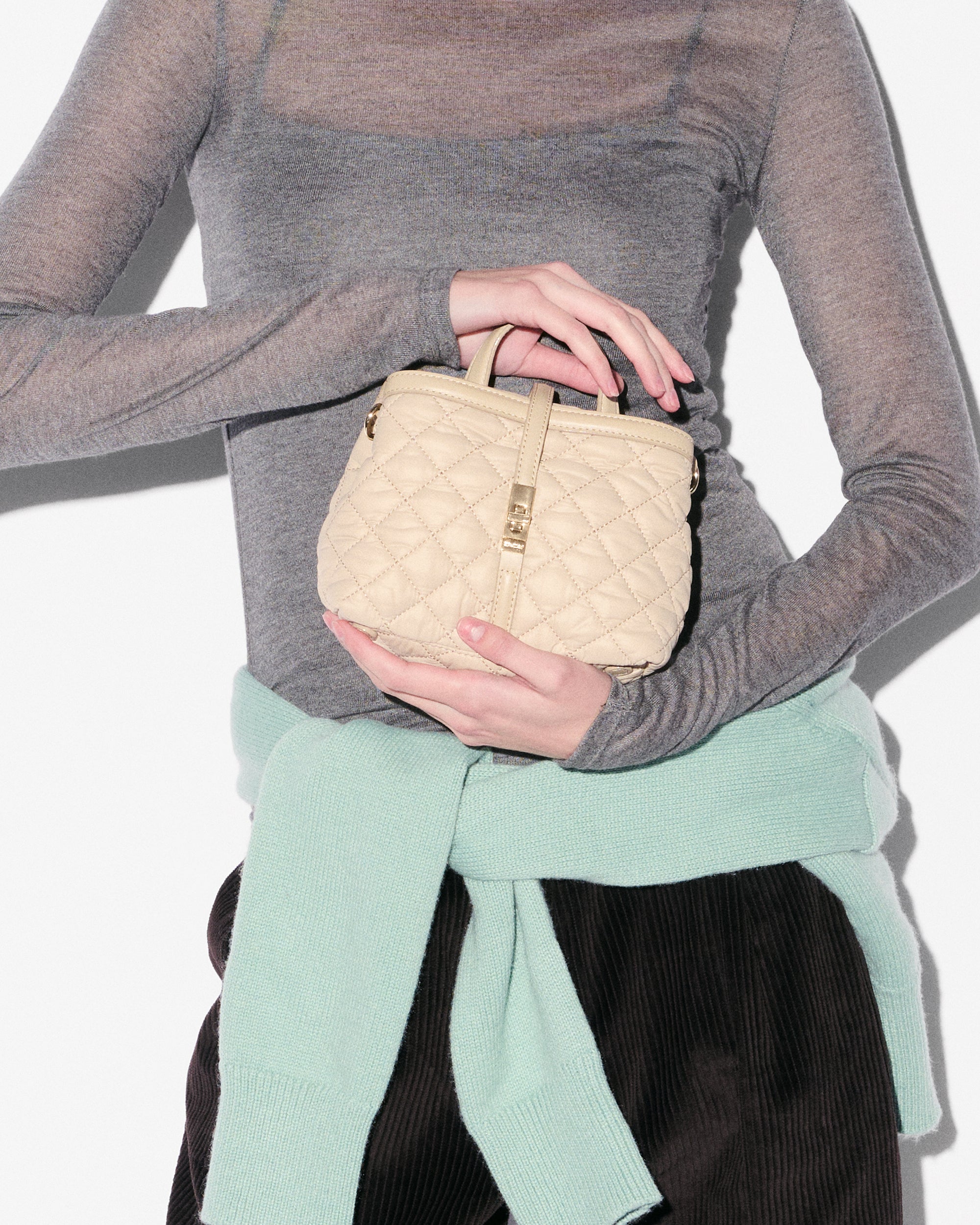 MZ Wallace Buff Ivory Mini Astor Top Handle Handbag | MZ Wallace